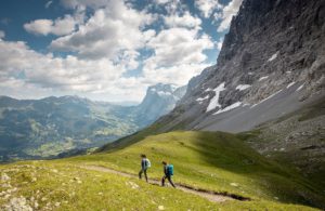 Hiking along the Eiger Trail, image copyright Jungfrau Region Tourismus AG
