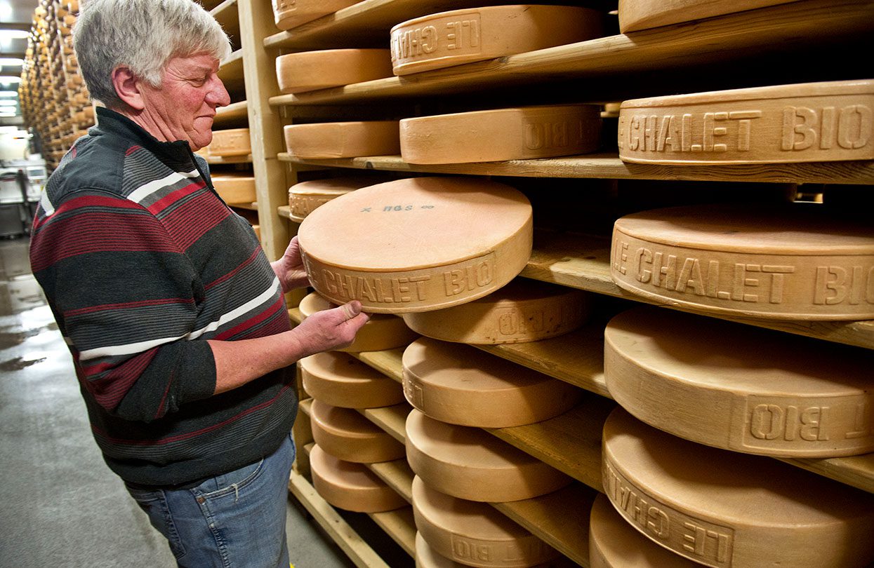 At the restaurant Le Chalet, the farmer makes one Le Chalet Bio cheese per day, image by Montreux Riviera