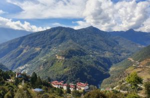 Looking onto Trongsa Dzong, Trans Bhutan Trail