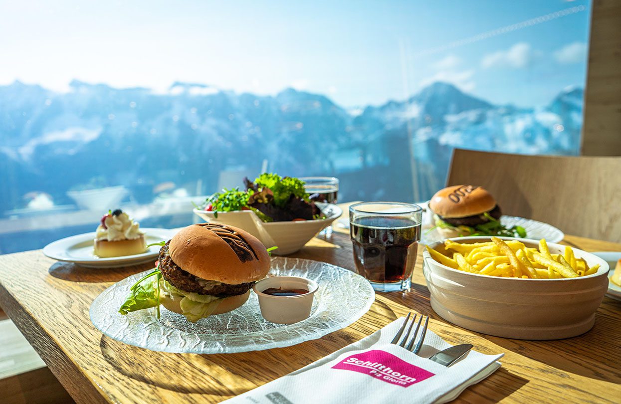 The a la carte menu at Piz Gloria comes with fascinating views of 200 alpine peaks, image by Switzerland Tourism