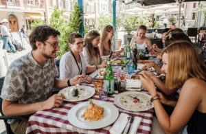 A fine café on the car-free town square, or a crispy pizza in the Italian pizzeria Brig Simplon has a wide range of dining options, image credit Pascal Gertschen