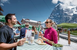 Restaurant Kleine Scheidegg’s terrace facing the Eiger, image by Jungfraubahnen