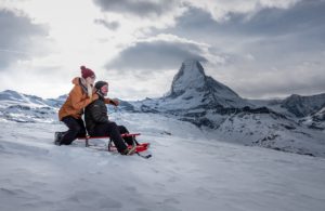 Sledging down the Gornergrat the highest sledging run in Europe, image by Switzerland Tourism