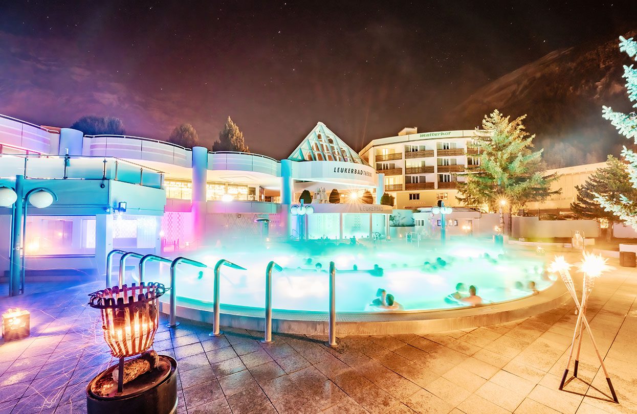 The Aqua Mystica bath at Leukerbad Therme, image by MyLeukerbad AG