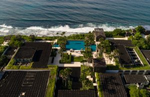 Alila Villas Uluwatu at the Cliff's Edge with roof covered in volcanic batu chandi lava stone, image by Alila Villas Uluwatu, Bali