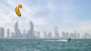 Kitesurfing at Raffles Doha and Fairmont Doha, Courtesy of Qatar Tourism Kitesurfing at Raffles Doha and Fairmont Doha, Courtesy of Qatar Tourism