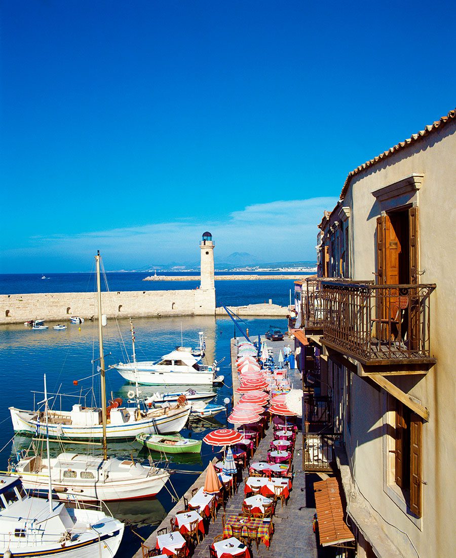 Outdoor restaurant in Rethymno, Crete, photo by Creatas Images