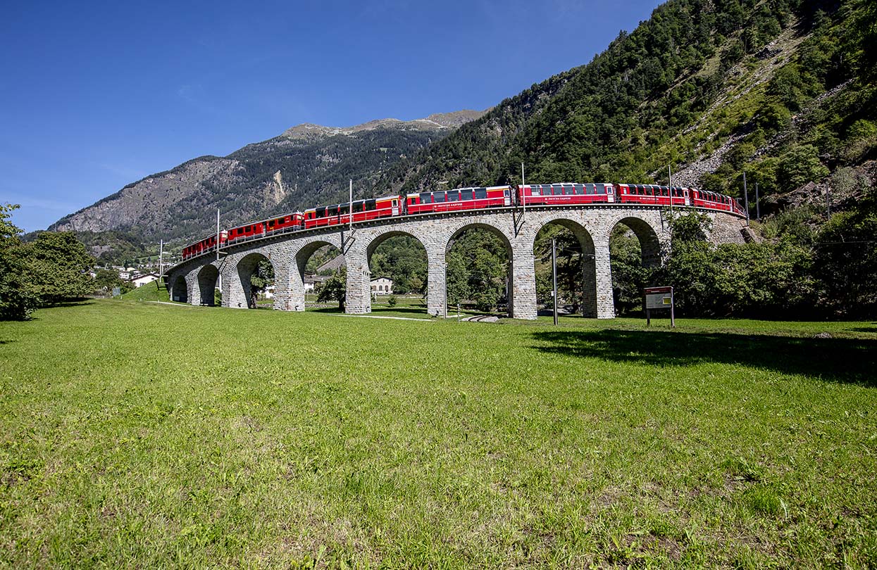 The impressive Brusio Circular Viaduct, image by Rhaetian Railway
