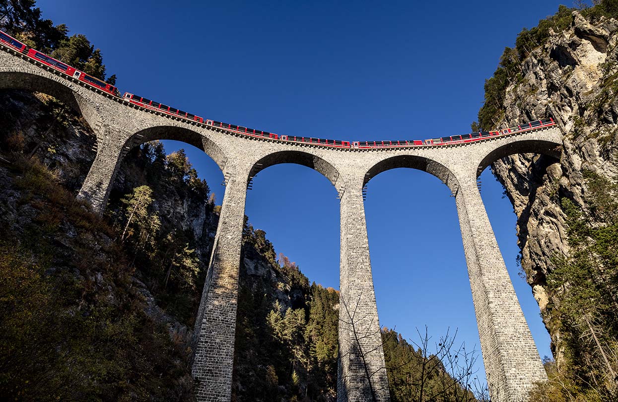 The Landwasser Viaduct near Filisur on the Albula Line, image by Rhaetian Railway