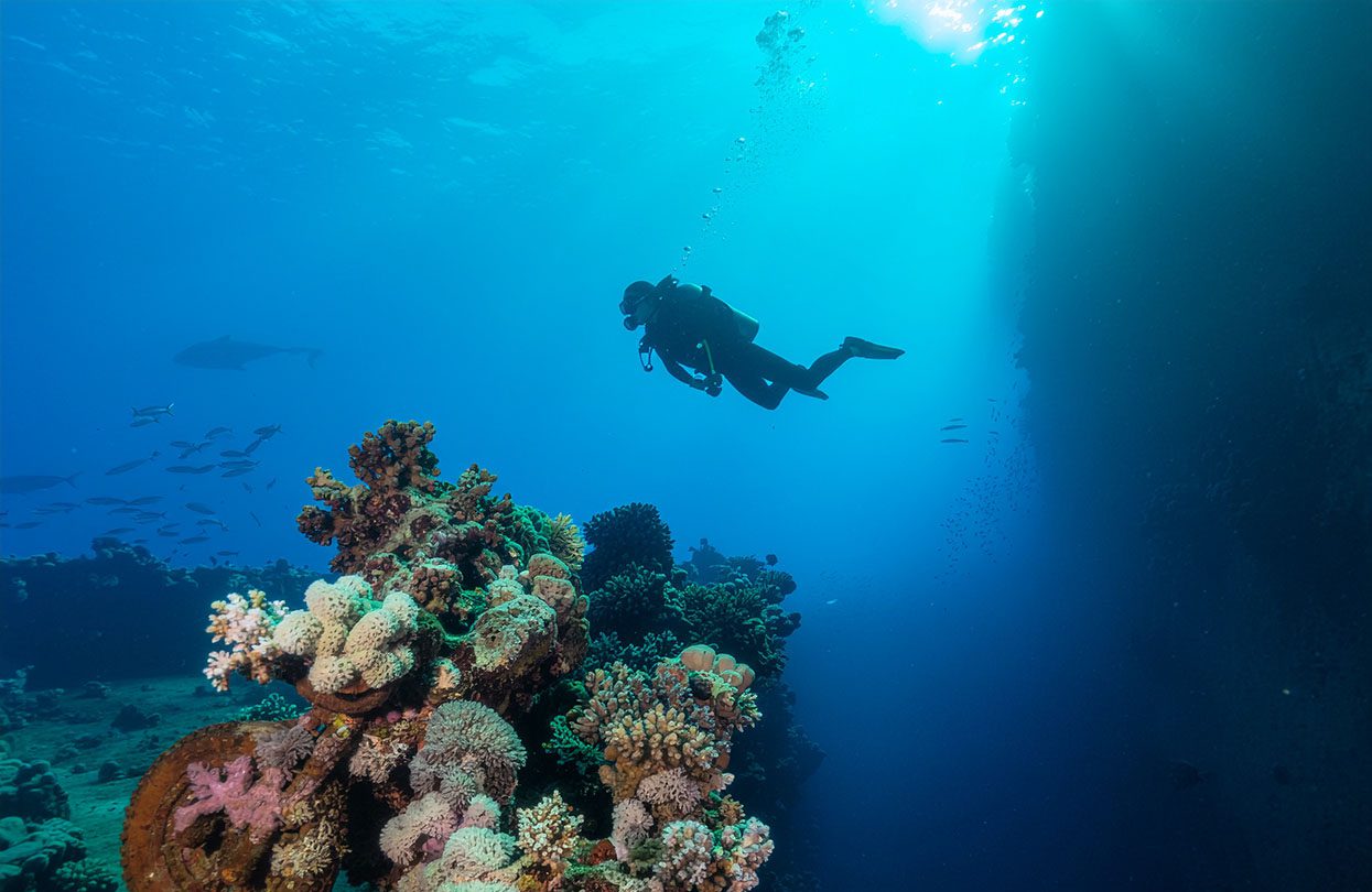 Scuba diver exploring the SS Thistlegorm wreck, image by World Travel Magazine
