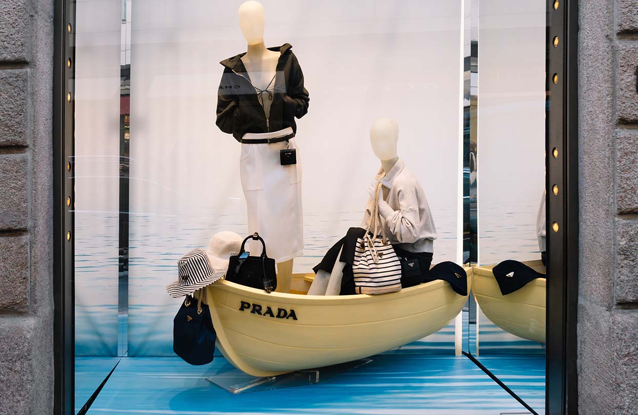 Prada store window display in Milan, Image by photo-lime, Shutterstock